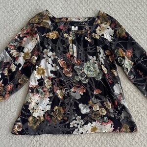 Just Cavalli 100% Silk Floral Print Long Sleeve Blouse US Size 14 Feminine Fall